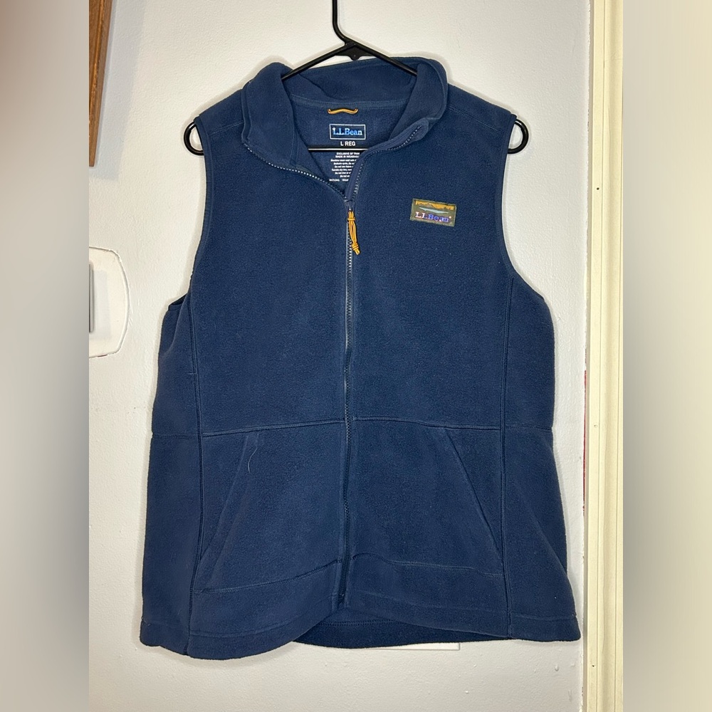 LL Bean Men’s Large Navy Blue Mountain Classic Fleece Full Zip Vest Mt Katahdin